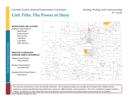 Unit Title: The Power of Story - Colorado Department of Education