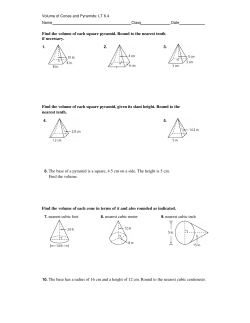 Find the volume of each square pyramid. Round to the nearest tenth