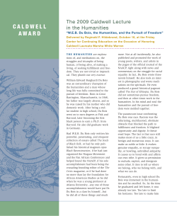 Reginald Hildebrand`s Caldwell Lecture in the Humanities