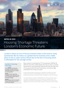 Housing Shortage Threatens London`s Economic