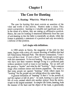 Chapter I The Case for Hunting