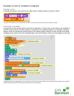 Examples of uses of variables in programs