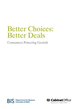 Better Choices: Better Deals - The Behavioural Insights Team