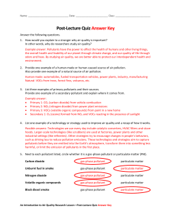 Post-Lecture Quiz Answer Key