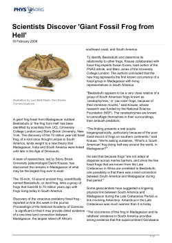 Scientists Discover `Giant Fossil Frog from Hell`