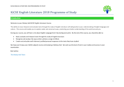 IGCSE English Literature 2018 Programme of Study