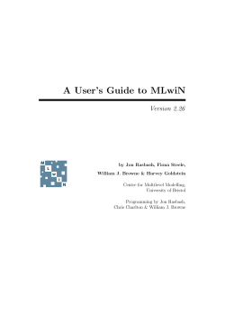 A User`s Guide to MLwiN