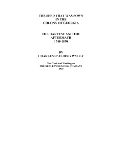 The Seed that Was Sown in the Colony of Georgia