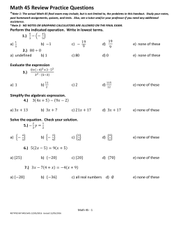 Math 45 Review Practice Questions