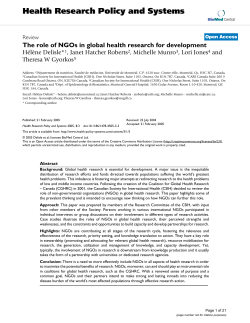 The role of NGOs in global health research for development | Health