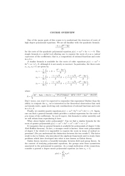 Course overview - University of Chicago Math Department