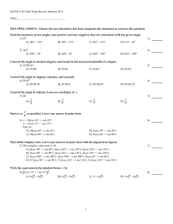 MATH 1316 Final Exam Review Summer 2015