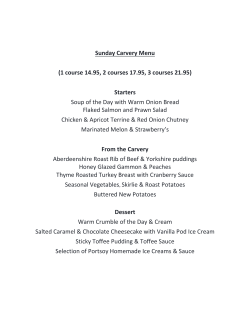 Sunday Carvery Menu (1 course 14.95, 2 courses 17.95, 3 courses