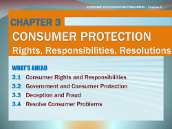 CHAPTER 3 CONSUMER PROTECTION Rights, Responsibilities