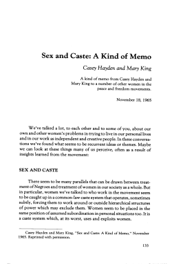 Sex and Caste: A Kind of Memo