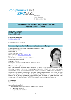 COMPARATIVE STUDIES OF IDEAS AND CULTURES Doctoral Study