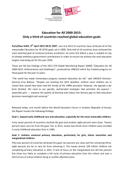 Education for All 2000-2015: Only a third of countries