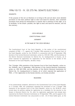 1996/10/15 - IV. &Uacute;S 275/96: SENATE ELECTIONS I