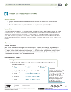 Algebra I Module 3, Topic C, Lesson 15: Teacher Version