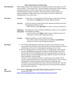 Direct Instruction in Context Clues The Situation