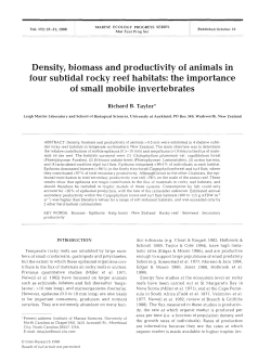 Density, biomass and productivity of animals in four subtidal rocky