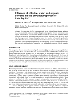 Influence of chloride, water, and organic solvents on the physical