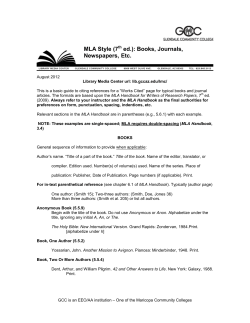MLA Style (7 ed.): Books, Journals, Newspapers, Etc.
