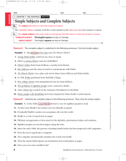Simple Subjects and Complete Subjects