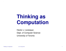 Thinking as Computation - Department of Computer Science