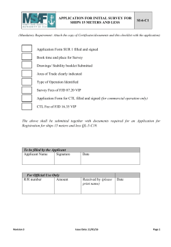 APPLICATION FOR INITIAL SURVEY FOR SHIPS 15 METERS AND