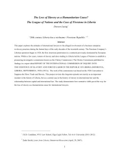 The Loss of Slavery as a Humanitarian Cause? The League of