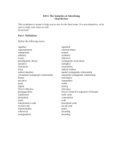 E013: The Semiotics of Advertising Final Review This worksheet is