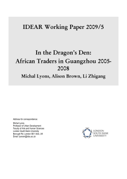 In the Dragon`s Den: African Traders in Guangzhou 2005-2008