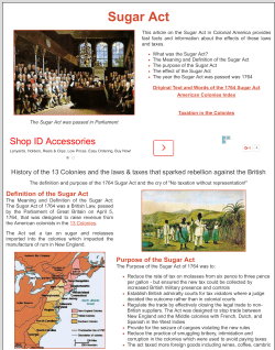 Sugar Act - CGMS Social Studies