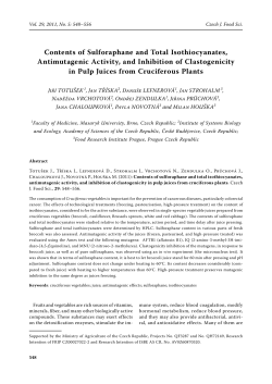 Contents of Sulforaphane and Total Isothiocyanates, Antimutagenic