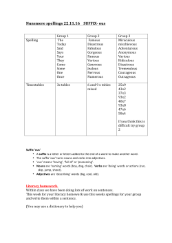 Nunsmere spellings 22.11.16 SUFFIX-‐ ous