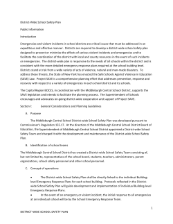 1 DISTRICT-WIDE SCHOOL SAFETY PLAN District
