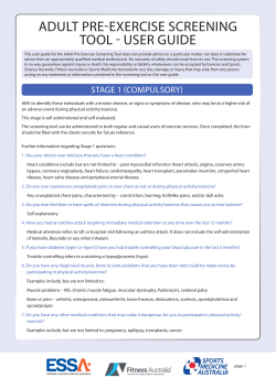 adult pre-exercise screening tool - user guide