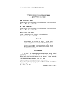 watson`s method of solving a quintic equation