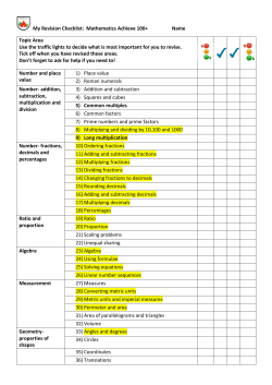 My Revision Checklist MATHS 100 Plus