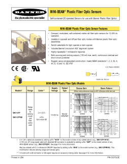 MINI-BEAM&reg; Plastic Fiber Optic Sensors