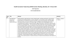 Health Economists` Study Group (HESG) Summer Meeting