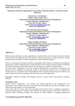 THE ROLE OF HUMAN RESOURCE PLANNING IN RECRUITMENT