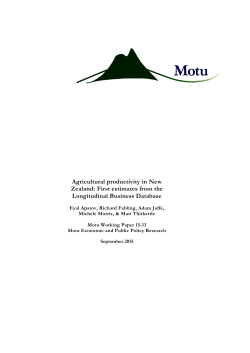 Agricultural productivity in New Zealand: First estimates from