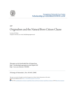 Originalism and the Natural Born Citizen Clause