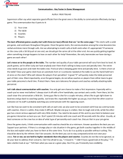 Communication - Key Factor in Game Management Author: Matt