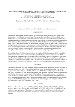 quantum chemical studies on the sulfuric acid addition to the small