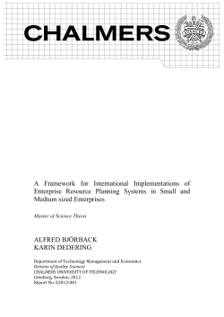 A Framework for International Implementations of Enterprise