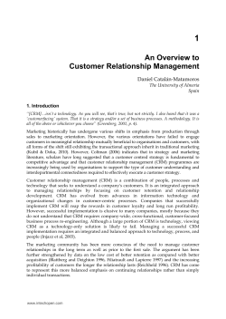 An Overview to Customer Relationship Management