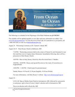The following is a schedule for the Pilgrimage of the Black Madonna